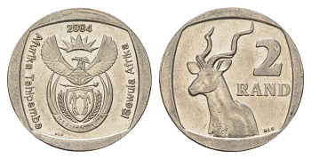 ЮАР 2 ранда 2004 KM 336 медь плакированная никелем UNC 4628-115