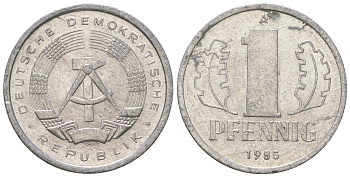 ГДР 1 пфенниг 1985 А KM 8.2 алюминий 4651-135