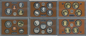 США полный годовой набор из 14 монет (1, 5, 10 (дайм) и 25 (квотер) центов; 1/2 (50 центов) и 1 доллар) 2011 в оригинальной упаковке с сертификатами KM 468, 381, 195a, A202b, 494, 495, 496, 497, 498, 499, 500, 501, 502 и 503 PROOF 8-2-06-76