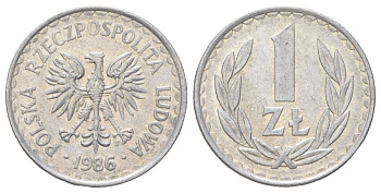 Польша 1 злотый 1986 Y 49.2 алюминйи 4628-957