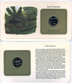 Папуа-Новая Гвинея 20 тойя 1979 серия монеты мира с изображение птиц, в оригинальном буклете с описанием KM 5 медно-никель UNC 5121-12