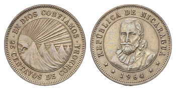 Никарагуа 25 сентаво 1964 KM 18.2 медно-никель UNC 4666-751