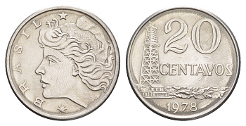 Бразилия 20 сентаво 1978 KM 579.1a нержавеющая сталь UNC 4642-1056