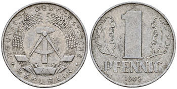 ГДР 1 пфенниг 1963 A KM 8.1 алюминий 44-334