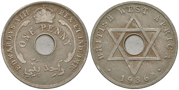 Британская Западная Африка 1 пенни 1936 Эдуард VIII (1936) KM 16 медно-никель 4620-327