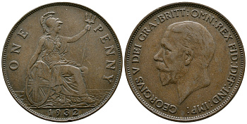 Великобритания 1 пенни 1932 Георг V (1910-1936) КМ 838, Spink 4055 бронза 73-915