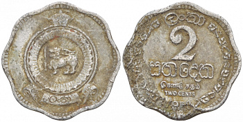 Цейлон 2 цента 1968 KM 128 алюминий 4547-1036
