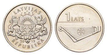 Латвия 1 лат 2013 Кокле KM 142 медно-никель UNC 4679-419