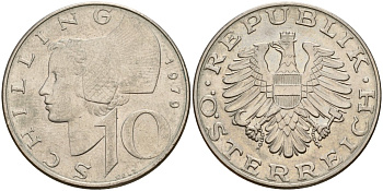 Австрия 10 шиллингов 1979 KM 2918 медно-никель 4177-624