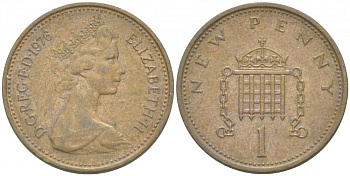 Великобритания 1 пенни 1976 Елизавета II (1952-2022) KM 915, Spink 4237 (B1) бронза 3851-1166