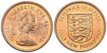 Джерси 1/2 пенни 1971 KM 29 бронза UNC 4611-438