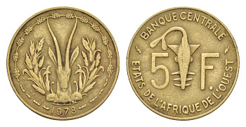 Западная Африка (BCEAO) 5 франков 1978 KM 2a медь алюминий никель 4640-954