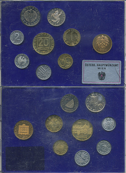 Австрия набор из 8 монет + жетон мондвора 1984 официальный набор, 2, 5, 10, 50 грошей, 1, 5, 10, 20 шиллингов, замок Графенэгг, в пластике KM PS 40 PROOF 6-6-2-6