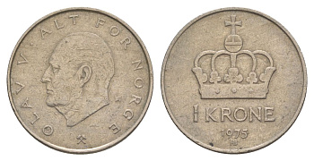 Норвегия 1 крона 1975 Улаф V (1957-1991) KM 419 медно-никель 4635-711