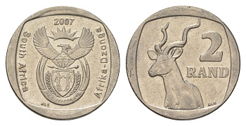ЮАР 2 ранда 2007 KM 296 медь плакированная никелем 4628-142
