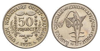 Западная Африка (BCEAO) 50 франков 1972 KM 6 медно-никель UNC 4671-151