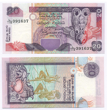 ШРИ-ЛАНКА 20 РУПИЙ 1995 Pick 109 бумага UNC (ПРЕСС) 8588-89-1-2