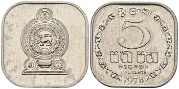 Шри-Ланка 5 центов 1978 KM 139a алюминий 4136-625