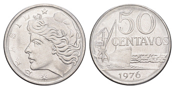 Бразилия 50 сентаво 1976 KM 580b нержавеющая сталь UNC 4642-1126