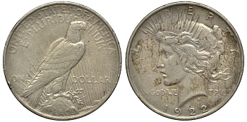 США 1 доллар 1922 доллар мира KM 150 серебро 1517-1525