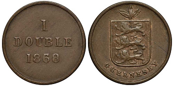 Гернси 1 дабл (дубль) 1868/30 KM 10 бронза 650-542