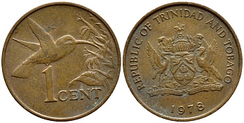 Тринидад и Тобаго 1 цент 1978 колибри KM 29 бронза 4396-962