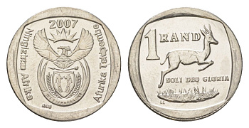 ЮАР 1 ранд 2007 KM 344 медь плакированная никелем 4627-464