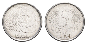 Бразилия 5 сентаво 1994 KM 632 нержавеющая сталь UNC 4644-425