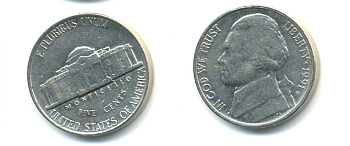 США 5 ЦЕНТОВ 1991 P ДЖЕФФЕРСОН KM А192 медно-никель 86-624