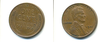 США 1 ЦЕНТ 1941 ЛИНКОЛЬН KM 132 бронза 76-146