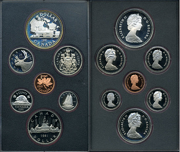 Канада набор из 7 монет 1981 Трансконтинентальная железная дорога, паровоз, оригинальная коробка и сертификат KM PS1 PROOF 7-4-14