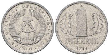 ГДР 1 пфенниг 1985 A KM 8.2 алюминий 4668-1168