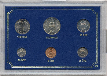 Швеция набор из 6 монет 1979 официальный набор монетного двора, Карл XVI Густав (1973- ) UNC 2-4-1-33