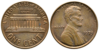 США 1 ЦЕНТ 1973 ЛИНКОЛЬН KM 201 медь цинк 93-1254