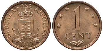 Нидерландские Антилы 1 цент 1973 Юлиана (1948-1980) KM 8 бронза UNC 4118-435