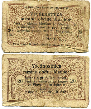 Словения, Марибор 20 винариев 1919 Maribor Ri. 124  бумага   3295-20-3-2