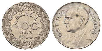 Бразилия 400 реалов (рейсов) 1938 KM 547 медно-никель 4646-252