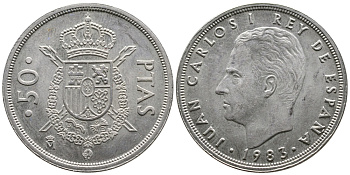 Испания 50 песет 1983 Хуан Карлос I (1975-2014) KM 825 медно-никель 4680-114