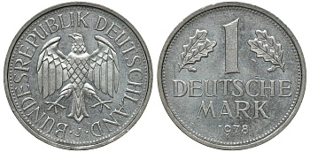 ФРГ 1 МАРКА 1978 J J 385, KM 110 медно-никель aUNC 72-913