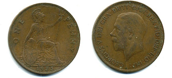 Великобритания 1 пенни 1935 Георг V (1910-1936) КМ 838, Spink 4055 бронза 41-1233