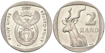ЮАР 2 ранда 2007 KM 345 медь плакированная медно-никелем 4364-2335