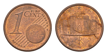 Италия 1 евроцент 2002 KM 210 сталь плакированная медью 4630-431