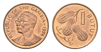Гамбия 1 бутут 1974 KM 8 бронза UNC 4668-555