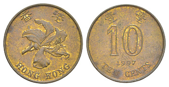 Гонконг 10 центов 1997 KM 66 сталь плакированная латунью 4627-1251