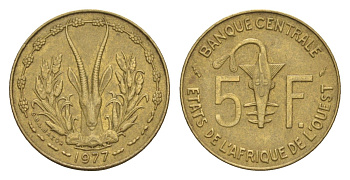 Западная Африка (BCEAO) 5 франков 1977 KM 2a медь алюминий никель 4655-811