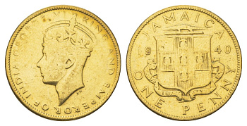 Ямайка 1 пенни 1940 KM 32 никель латунь 4628-441