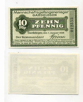Германия 10 пфеннигов ND команда лагеря военнопленных в Гарделегене C-2997 бумага UNC (пресс) 000-00-00