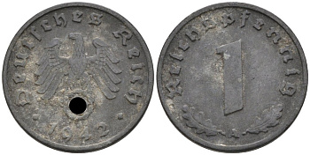 Германия 1 рейхспфенниг 1942 А KM 97, J. 369 цинк 4567-1049