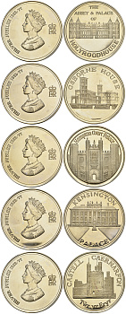 Англия набор из 5 медалей 1977 королевские резиденции медно-никель PROOF 7-4-51