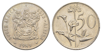 ЮАР 50 центов 1985 Зантедеския Эллиота (калла), герб KM 87 никель 4597-244